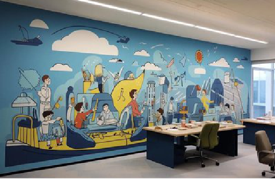 新郑办公室墙绘的特点。